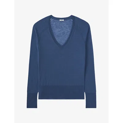 Joseph Womens Mineral Cetus V-neck Cashmere Top In Multi