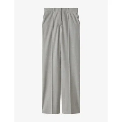 Joseph Womens Morissey Flared-leg Mid-rise Stretch-wool Trousers Cement Melange
