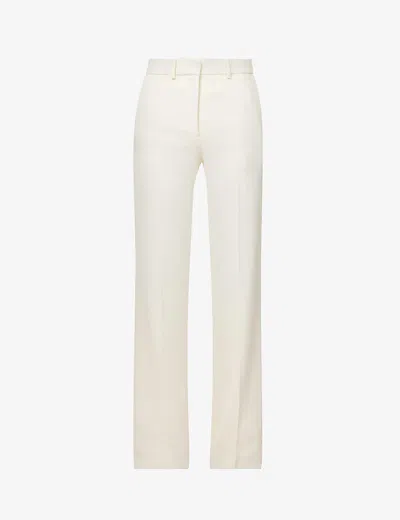 Joseph Womens Ivory Morissey Straight-leg High-rise Stretch-woven Trousers In White