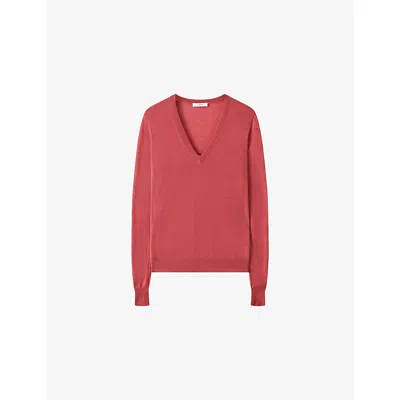 Joseph Womens Mulberry Cashair V-neck Cashmere Jumper Xs In Red