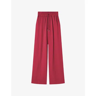 Joseph Womens Mulberry Dee Wide-leg High-rise Crepe Trousers In Pink