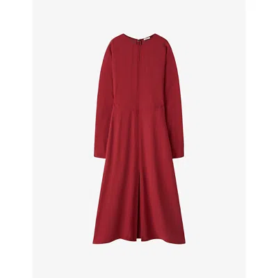 Joseph Womens Mulberry Hills Long-sleeve Crepe Midi Dress In Red