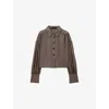 Joseph Womens Mushroom Anais Cropped Wool-blend Blouse In Gray