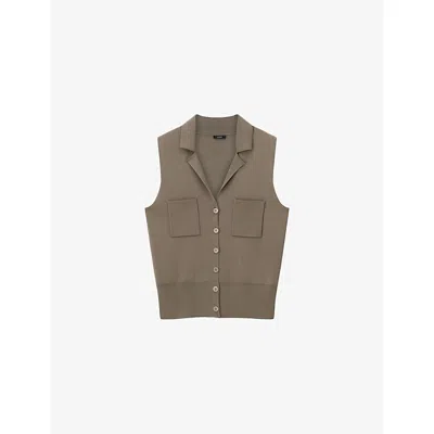 Joseph Womens Mushroom Milano Stretch-knit Vest In Brown