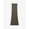 Joseph Womens Mushroom Pleated Ribbed Wool Knitted Maxi Skirt Xs In Gray
