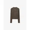 Joseph Womens Mushroom Ribbed Stretch Merino-wool Cardigan In Brown
