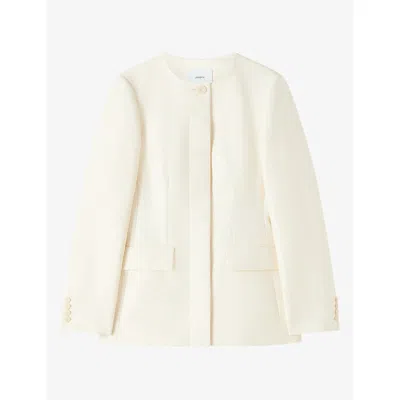 Joseph Womens Myra Round-neck Cotton And Silk-blend Jacket Sandstone