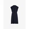 Joseph Womens Navy Davidge Plissé Woven Midi Dress In Navy
