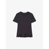 Joseph Womens Habotai Back-panel Cotton And Silk-blend T-shirt Navy In Navy