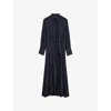 Joseph Womens Navy Lisa Crinkle Silk-habotai Maxi Dress In Navy
