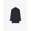 Joseph Womens Long-sleeved Crinkled Silk Blouse Navy