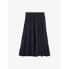 Joseph Womens Navy Sully Crinkle Silk-habotai Midi Skirt In Navy