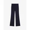 Joseph Womens Navy Tafira Flared-leg Stretch-linen Trousers In Navy
