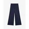 Joseph Womens Navy Temple Cropped Stretch-gabardine Trousers In Navy