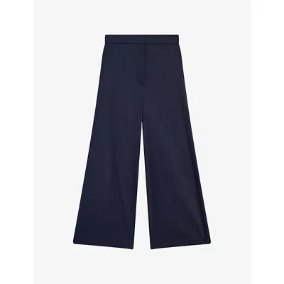 Joseph Womens Navy Temple Cropped Stretch-gabardine Trousers