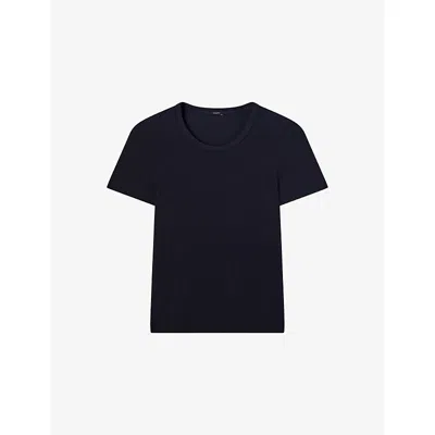 Joseph Womens Navy The Jersey Rib Round-neck Stretch-cotton T-shirt Xs