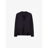Joseph Womens Navy V-neck Long-sleeved Cotton-blend Cardigan