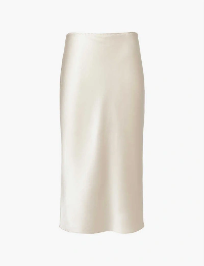 Joseph Womens Oat Isaak Elasticated-waistband Silk Midi Skirt In White