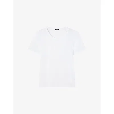 Joseph Womens Off White The Jersey Rib Round-neck Stretch-cotton T-shirt