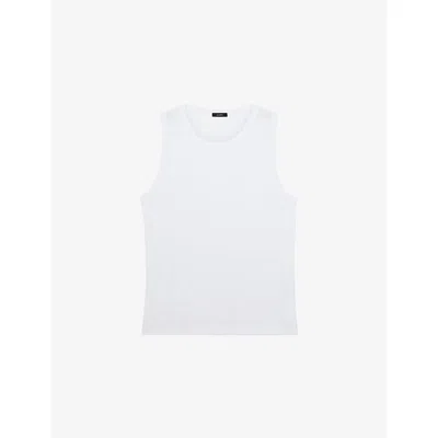 Joseph Womens Off White The Jersey Rib Round-neck Stretch-cotton Tank Top