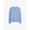 Joseph Open Cashmere Round Neck Jumper In Faded Sky
