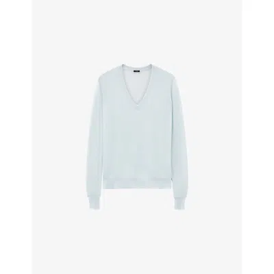 Joseph Womens Oxford Blue Cashair V-neck Cashmere Jumper