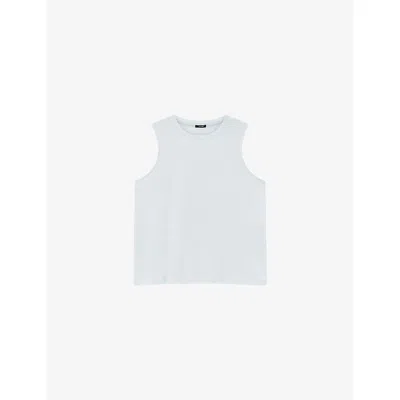 Joseph Womens Oxford Blue Round-neck Regular-fit Cotton And Silk-blend Tank Top In White