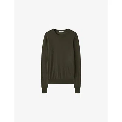 Joseph Womens Palm Leaf Cashair Round-neck Cashmere Jumper In Green