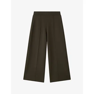 Joseph Womens Palm Leaf Kassi Milano Wide-leg Stretch-woven Trousers In Green
