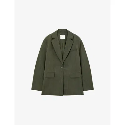 Joseph Womens Palm Leaf Melange Maati Single-breasted Wool Jacket In Green