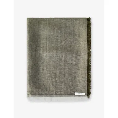 Joseph Womens Palm Leaf Oversized Linen-blend Scarf 140cm X 140cm In Green