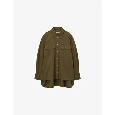 Joseph Womens Palm Leaf Ranya Relaxed-fit Cotton-poplin Blouse In Green