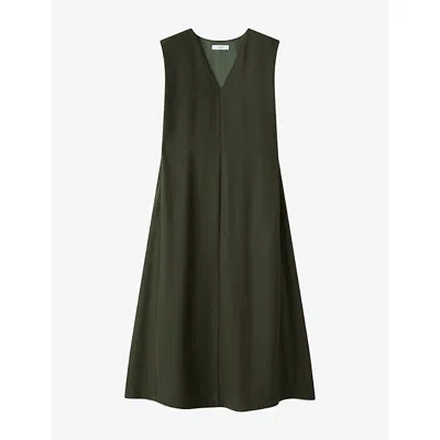 Joseph Womens Palm Leaf Vssad V-neck Woven Maxi Dress In Green