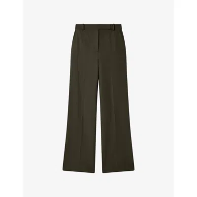 Joseph Womens Palm Leaf Yukio Straight-leg Stretch-woven Trousers In Green