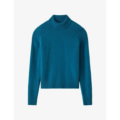 Joseph Womens Peacock Tilly High-neck Cashmere Jumper In Blue