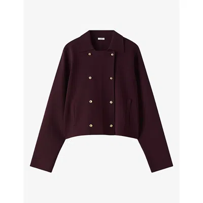 Joseph Womens Pilar Compact Milano Woven Jacket Mahogany In Burgundy