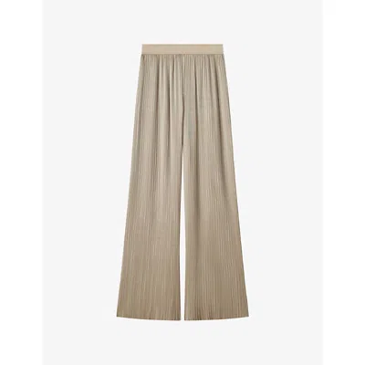 Joseph Womens Powder Amber Pleated Satin Trousers In Brown