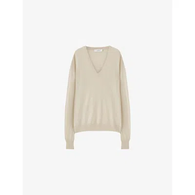 Joseph Womens Powder Cashair V-neck Cashmere Jumper In White