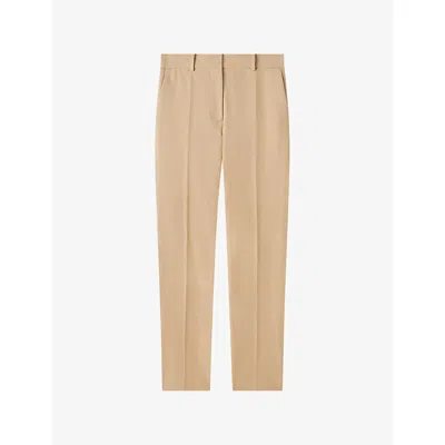 Joseph Womens Powder Coleman Slim-fit Straight-leg Stretch-gabardine Trousers In Brown