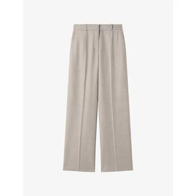 Joseph Womens Powder Melange Hawley Wide-leg Tailored Wool Trousers In Gray