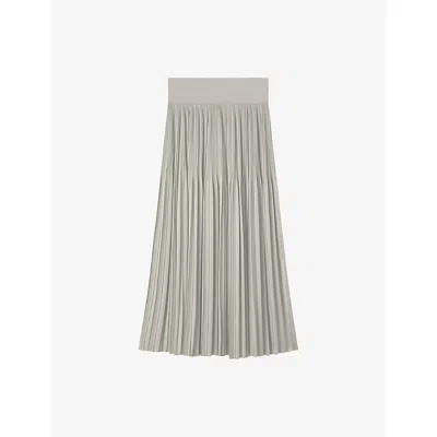 Joseph Womens Powder Rabat Pleated Satin Maxi Skirt In Gray