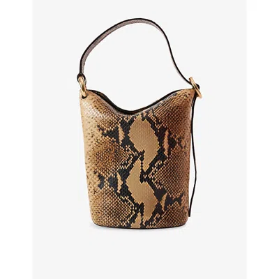 Joseph Womens Printed Mini Leather Bucket Bag Taup In Taupe