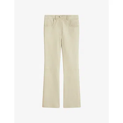 Joseph Womens  Duke Cropped Leather Trousers In Quail