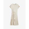 Joseph Womens Quail Geegee Ruched Silk-satin Midi Dress