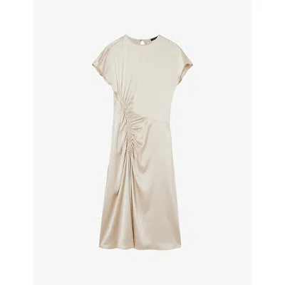 Joseph Womens Quail Geegee Ruched Silk-satin Midi Dress