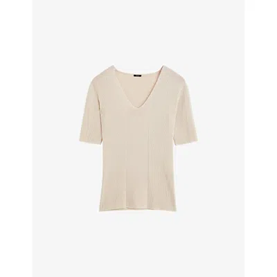 Joseph Womens Quail V-neck Ribbed Wool Top