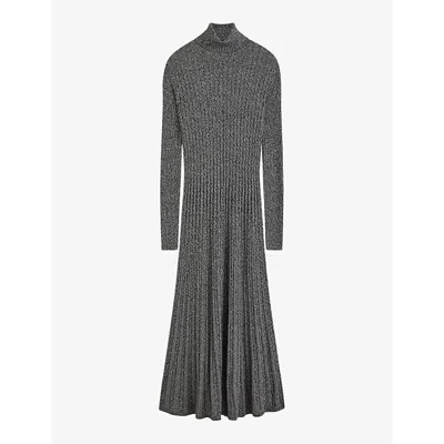 JOSEPH WOMENS JOSEPH RIBBED CABLE-KNIT HIGH-NECK MERINO WOOL AND SILK-BLEND MAXI DRESS