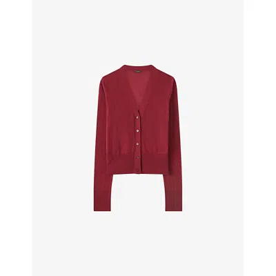 Joseph Womens Ruby Cashair V-neck Cashmere Cardigan In Red