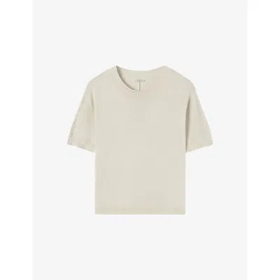 Joseph Womens Sandstone Jana Round-neck Relaxed-fit Silk Top Xs In White