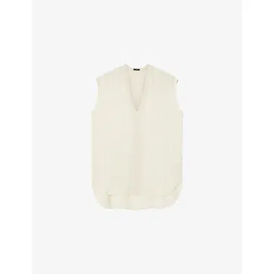 Joseph Womens  Lucien Pleated-texture Viscose And Silk-blend Top